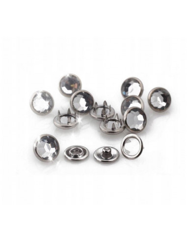 Springi metalowe, ozdobne 9,5 mm srebrne z cyrkonią.